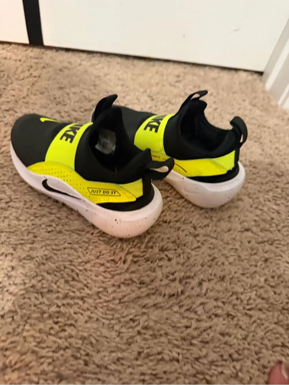 Nike Kids Slip-On Sneaker in Black and Neon Yellow